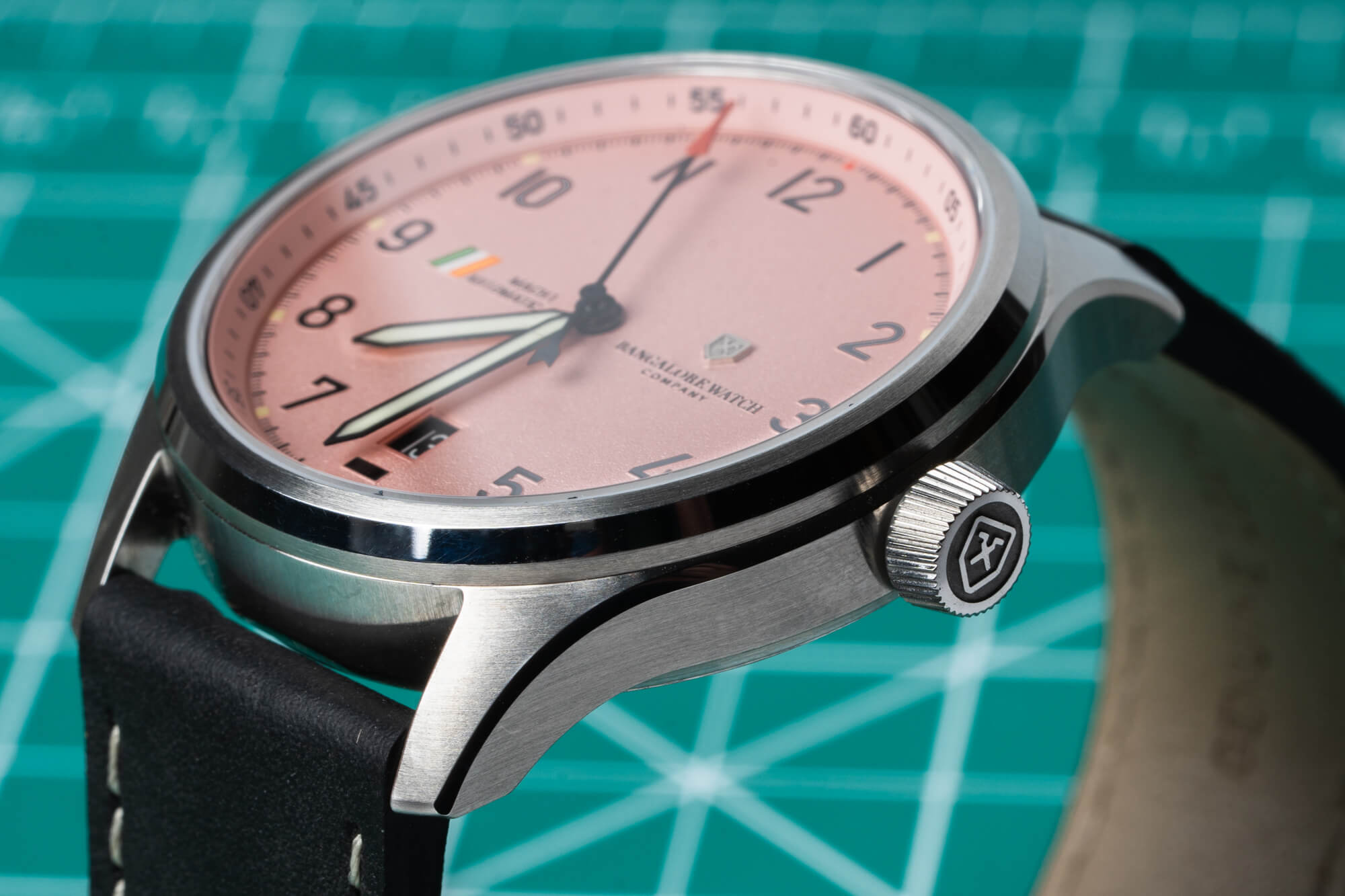 Bangalore Watch Company MACH 1 Silk Scarf with pink Aerobloom dial