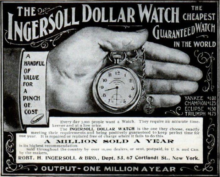 Ingersoll Yankee dollar pocket watch, made by the Waterbury Clock Company